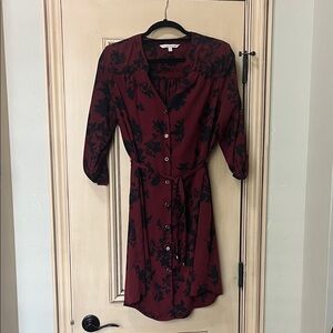 41 Hawthorn Burgundy and Black Floral Midi Dress